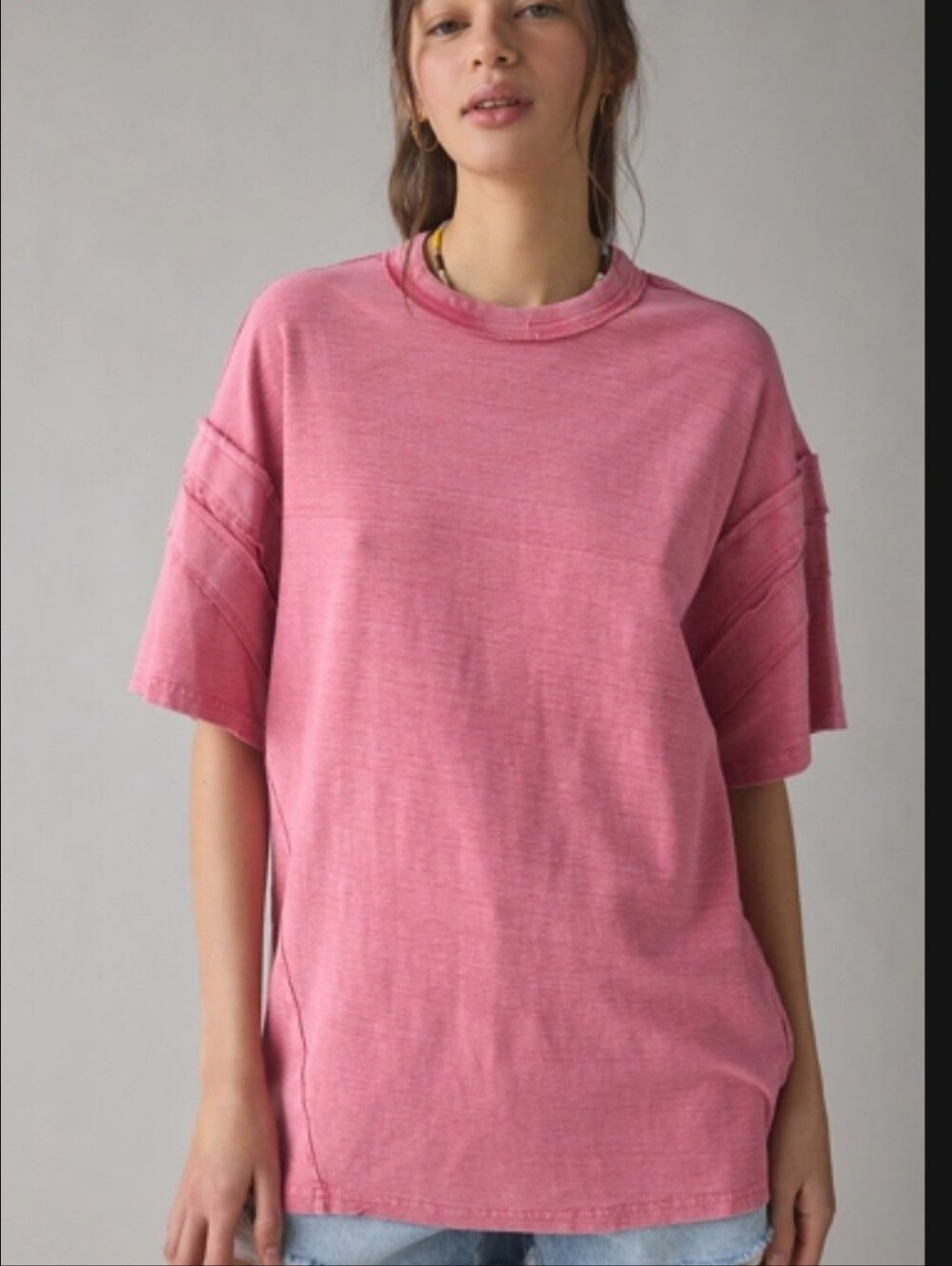 Pink Crewneck Oversized Tee
